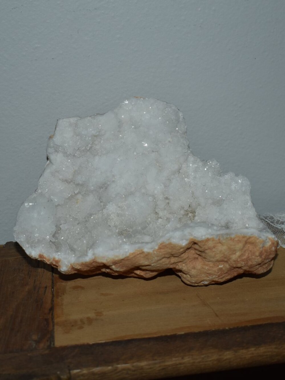 Large Genuine Natural White Sugar Desert Quartz Crystal Geode Moroccan Druzy